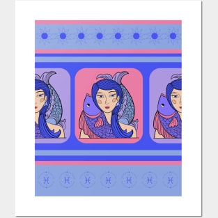 Pisces Horoscope Pattern Posters and Art